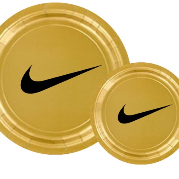 Sw00sh Plates | Gold Basketball Party Paper Plates | Disposable 45 pcs - Picture 4 of 7